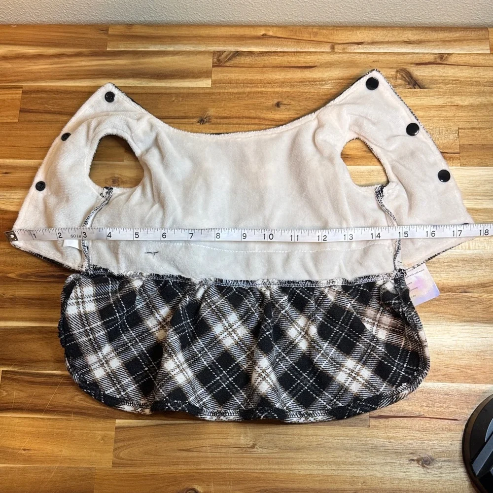 Plaid Black and White Holiday Skirt‎ with Bow Dog Dress